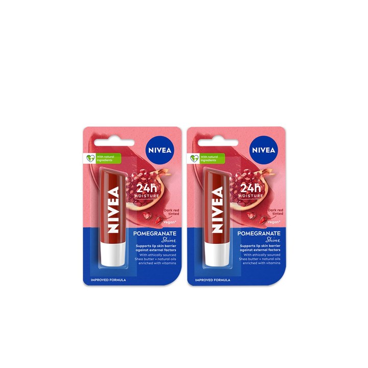 NIVEA Set of 2 Lip Balm 4.8 gm Each - Pomegranate