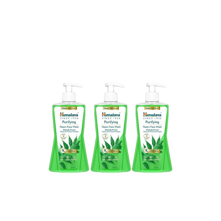 Himalaya 3Pcs Anti-Pimple Purifying Neem Face Wash with Turmeric - 400ml each