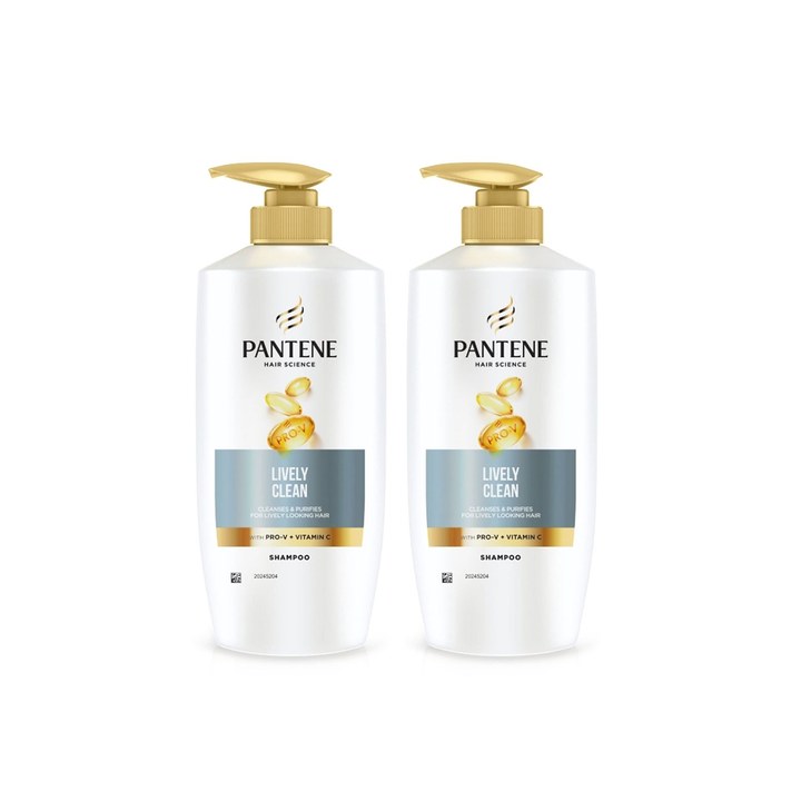 Pantene Set of 2 Hair Science Lively Clean Shampoo with Pro-Vitamins & Vit C - 650ml each