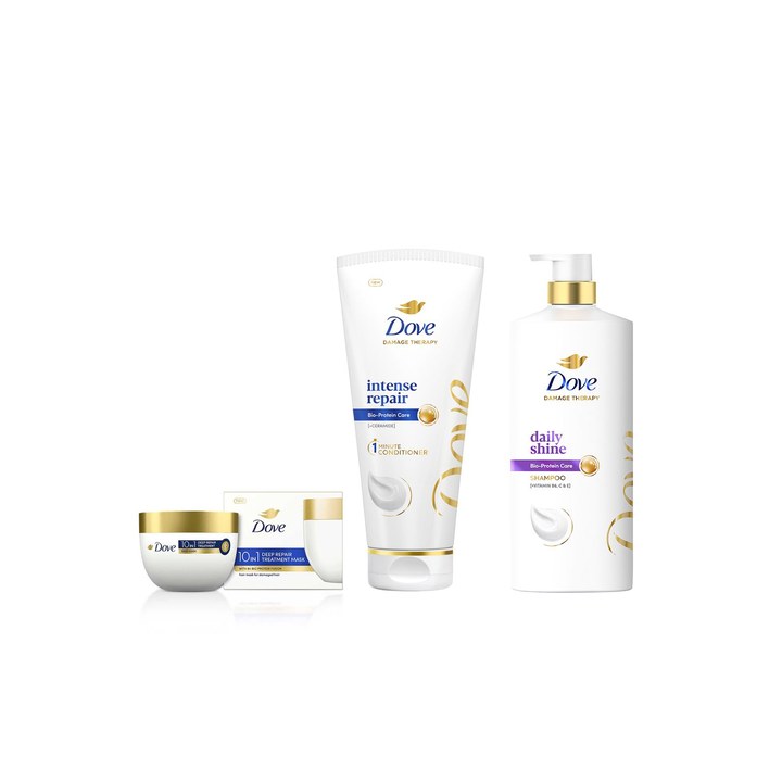 Dove Set of Daily Shine Shampoo + Intense Repair Conditioner + Deep Repair Hair Mask