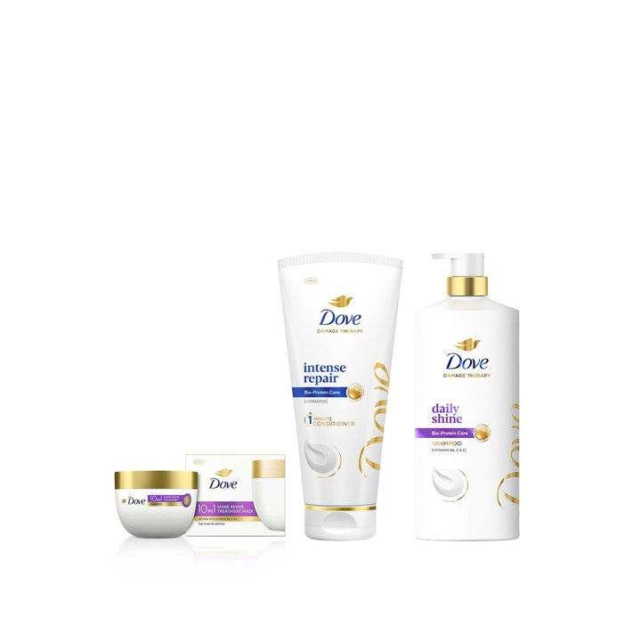 Dove 10In1 Shine Revive Hair Mask 300ml + Daily Shine Shampoo 1L + Conditioner 175ml