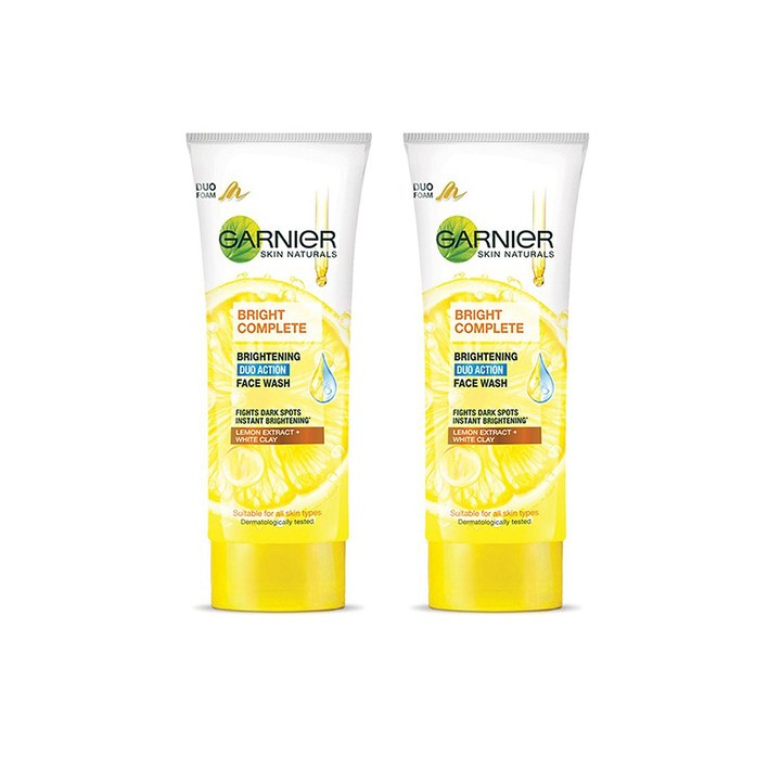 Garnier Set Of 2 Bright Complete Brightening Duo Action Face Wash - 100g Each