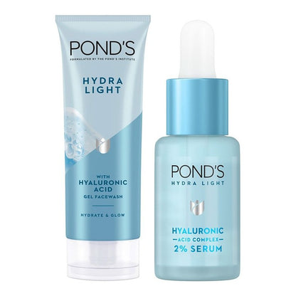 Ponds Hydra Light Hyaluronic Acid Face Care Combo - Face Serum 14ml & Face Wash 100g