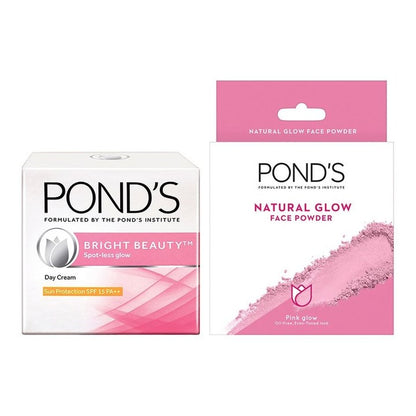 Ponds Bright Beauty SPF15 PA++ Cream & Natural Glow Loose Face Powder - Pink Glow