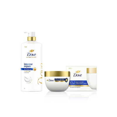 Dove Set of Intense Repair Shampoo 1 l & Deep Repair Treatment Hair Mask 300 ml