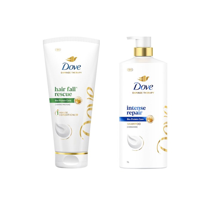 Dove Set of Intense Repair Shampoo 1 L & Hair Fall Rescue Hair Conditioner 175 ml