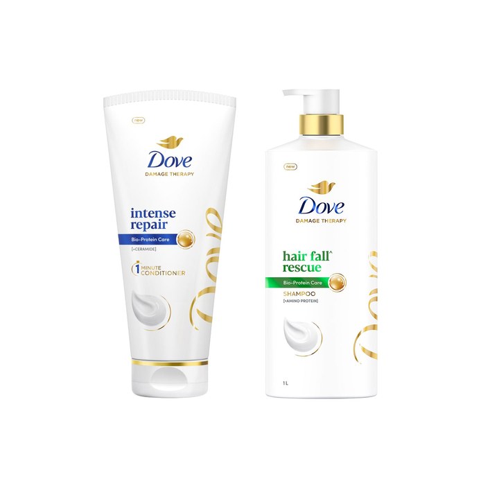 Dove Hair Fall Rescue Shampoo 1L & Intense Repair Hair Conditioner 175ml