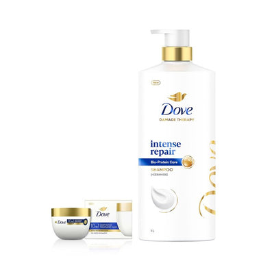Dove Hair Therapy Intense Repair Shampoo 1L & 10In1 Deep Repair Treatment Hair Mask 120ml