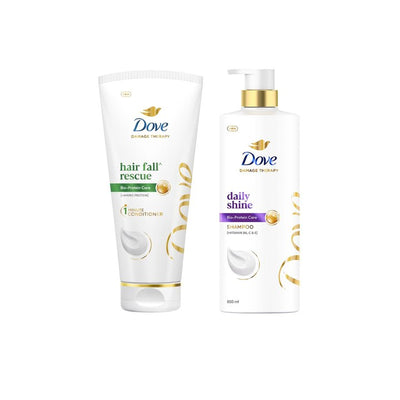 Dove Set of Hair Fall Rescue Hair Conditioner - 175 ml & Daily Shine Shampoo - 650 ml