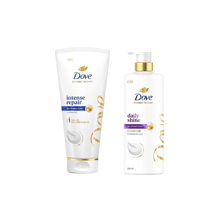 Dove Set of Intense Repair Hair Conditioner - 175 ml & Daily Shine Shampoo - 650 ml