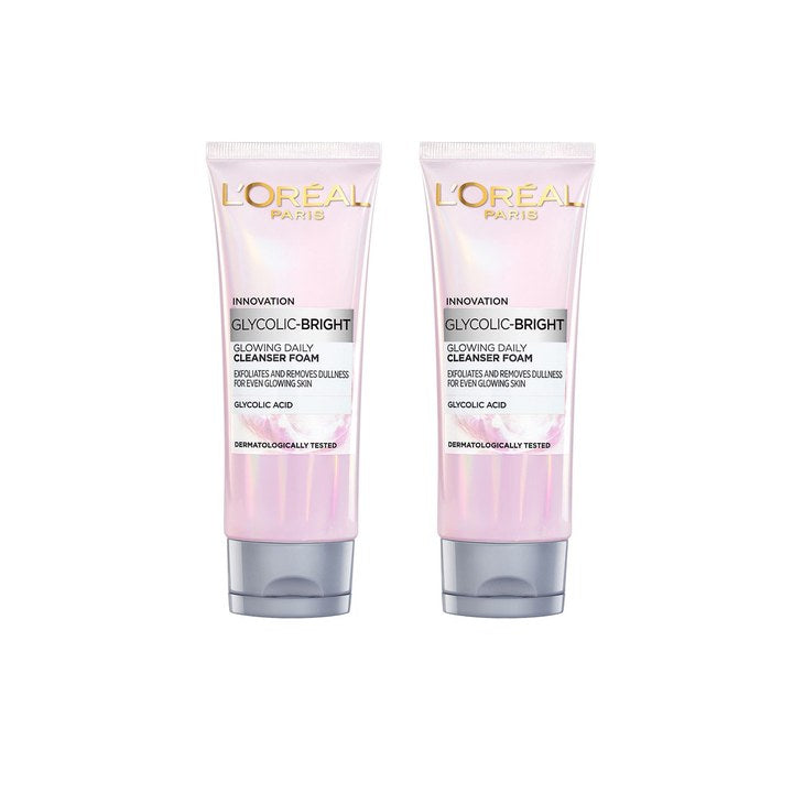 LOreal Paris Set of 2 Innovation Glycolic Bright Glowing Daily Cleanser Foam - 100ml Each
