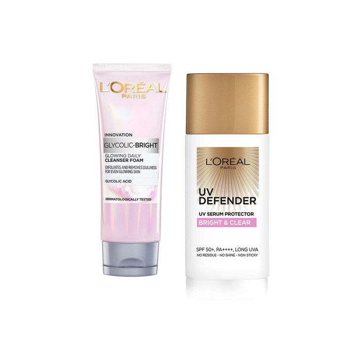 LOreal Paris Set of UV Defender Serum Protector Sunscreen + Innovation Daily Cleanser Foam