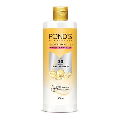 Ponds Sun Miracle Protect & Brighten SPF 30 PA+++ Niacinamide Light Body Sunscreen - 90ml