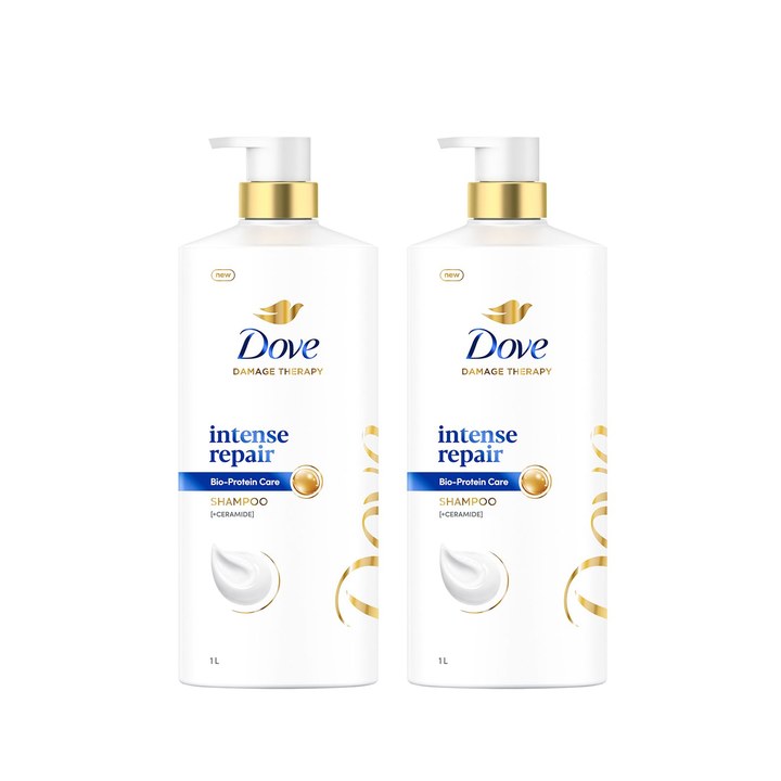 Dove Set of 2 Intense Repair Bio-Protein Shampoo for Damage Resistance - 1 l Each