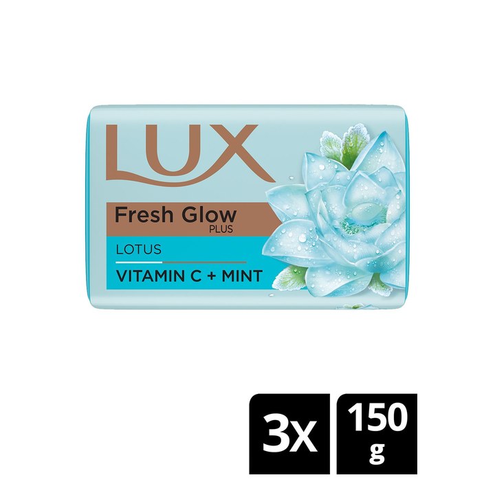LUX Pack Of 3 Fresh Glow Plus Soap Bar With Vitamin C + MINT Lotus - 450 g