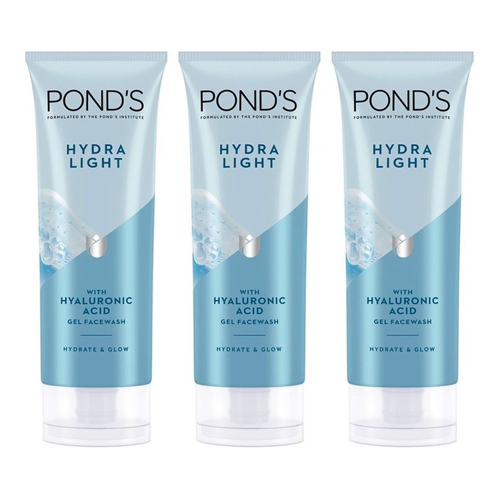 Ponds Set of 3 Hydra Light Hyaluronic Acid Hydrating Gel Face Wash - 100 g each