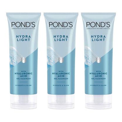 Ponds Set of 3 Hydra Light Hyaluronic Acid Hydrating Gel Face Wash - 100 g each