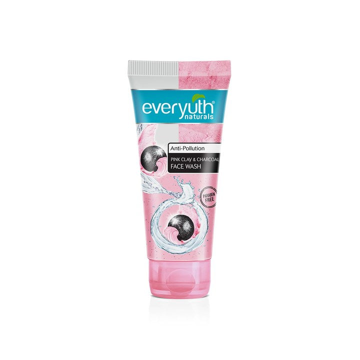 everyuth Naturals Anti Pollution Pink Clay & Charcoal Face Wash For Oily & Dry Skin - 150g