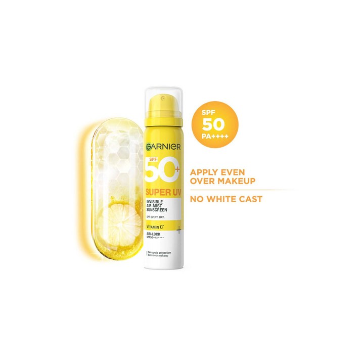 Garnier Super UV Invisible Air-Mist Sunscreen SPF50 PA++++ -99% Sun Damage Protection 75ml