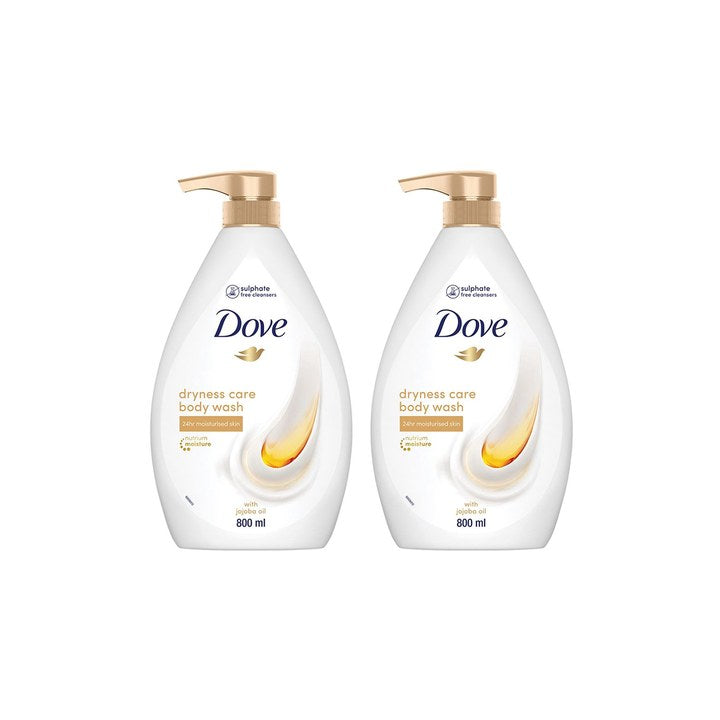 Dove Set Of 2 Dryness Care Body Wash with Jojoba Oil for Moisturised Skin - 800ml Each