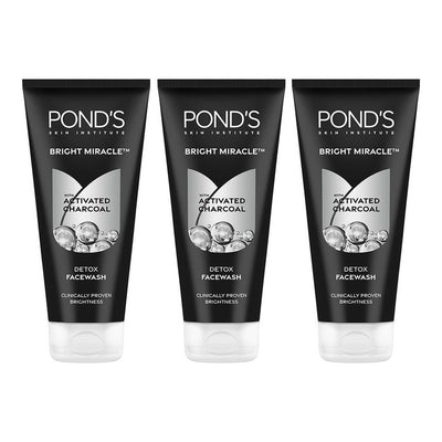 Ponds Set of 3 Bright Miracle Detox Facewash with 10X Power of Charcoal - 200 g each