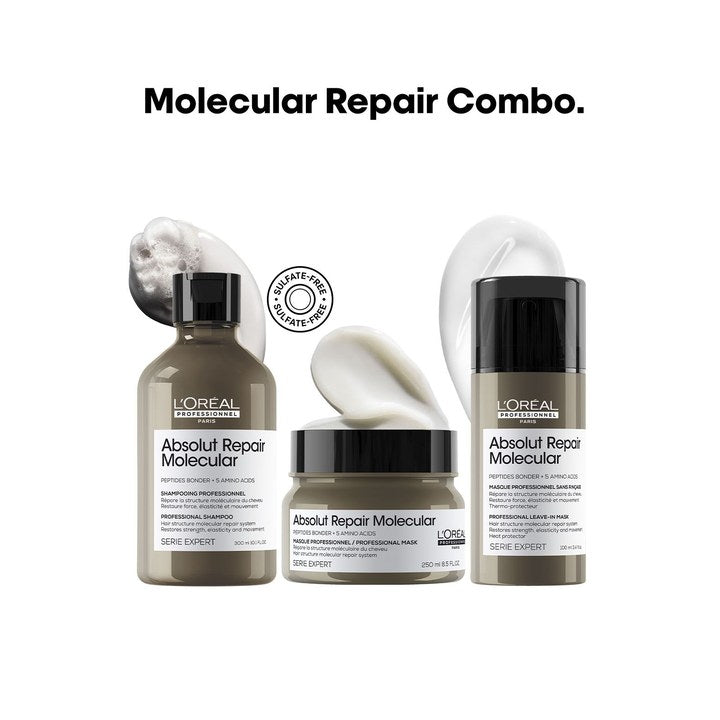 LOreal Professionnel Absolut Repair Molecular Shampoo + Mask + Leave-In Cream Combo