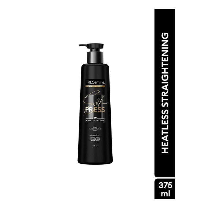 TRESemme Silk Press Smoothing Shampoo -20 Amino-Peptides for Silky Straight Hair - 375 ml