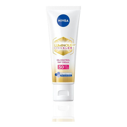 Nivea Luminous Even Glow Oil SPF50 Day Cream with Thiamidol for UV Protection & Dark Spots
