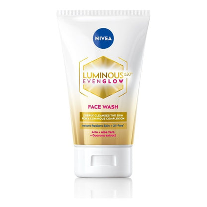 Nivea Luminous Even Glow Oil Free Face Wash with AHA & Aloe Vera for Deep Clean - 100 ml