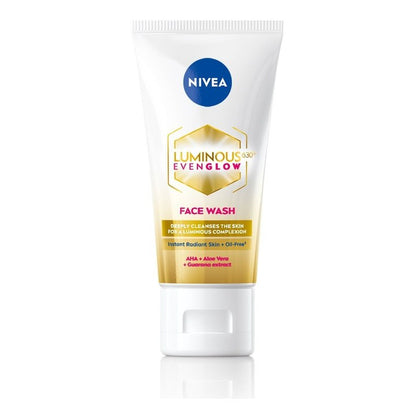 Nivea Luminous Even Glow Oil Free Face Wash with AHA & Aloe Vera for Deep Clean - 50 ml