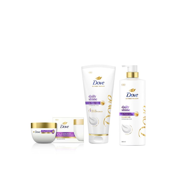 Dove Set of Daily Shine Conditioner 175ml + Shampoo 650ml + Shine Revive Hair Mask 300ml