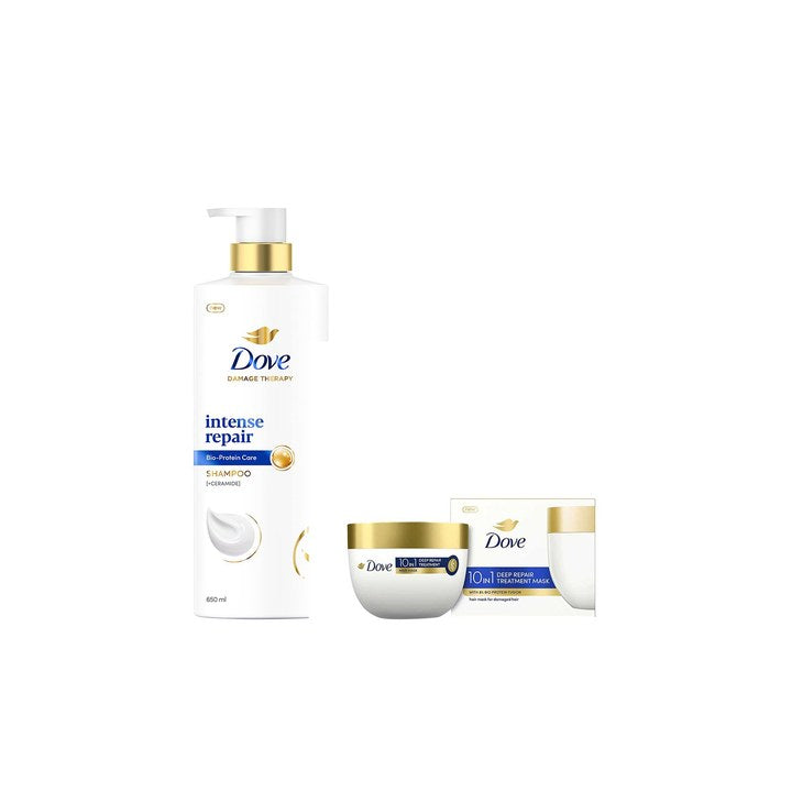 Dove Set of Intense Repair Conditioner 175ml + Shampoo 650ml + Deep Repair Hair Mask 120ml