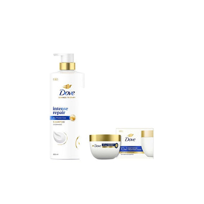 Dove Set of Intense Repair Conditioner 175ml + Shampoo 650ml + Deep Repair Hair Mask 120ml