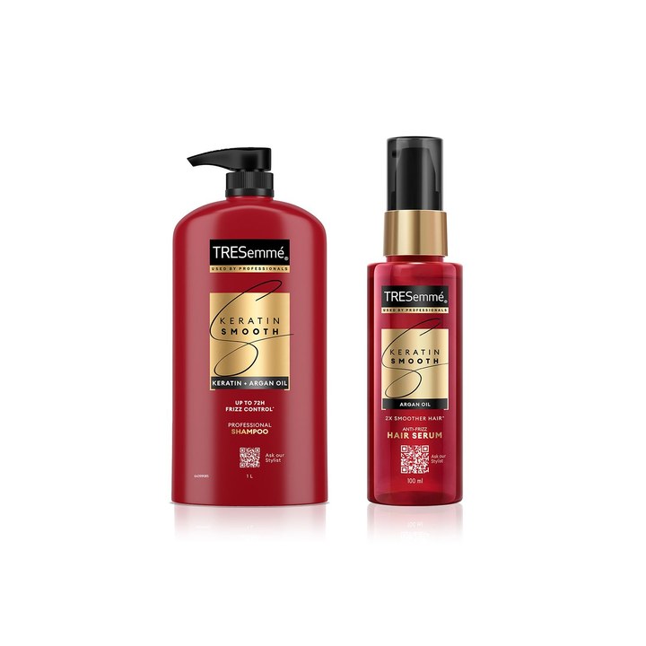 TRESemme Set of Keratin Smooth Anti-Frizz Hair Serum 100ml & Shampoo 1L