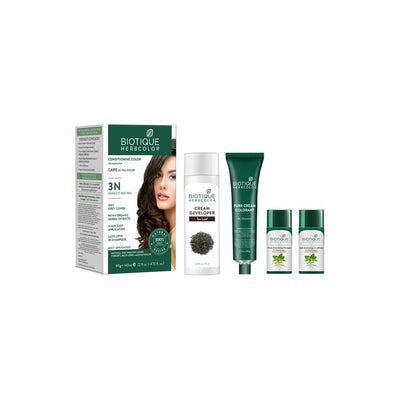 Biotique Herbcolor Hair Colour with Nourishing Conditioner & Shampoo- Dark Brown 3N