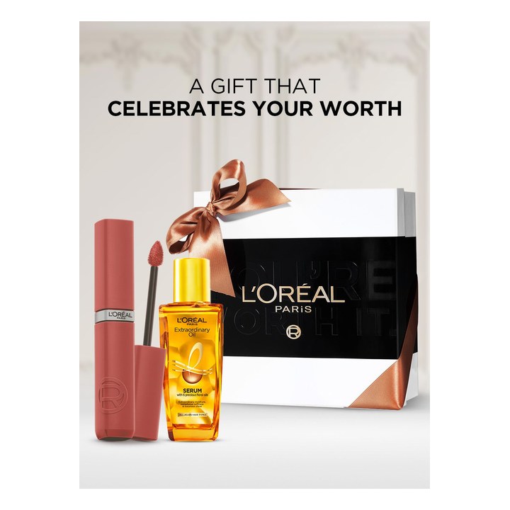 LOreal Paris You're Worth it Gift Box - Liquid Lipstick 635 & Hair Serum 30ml