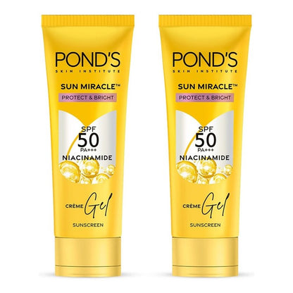 Ponds Set of 2 Protect & Bright Sun Miracle SPF 50 PA+++ Creme Gel Sunscreen - 50 g each