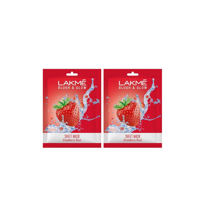 Lakme Set Of 2 Blush & Glow Strawberry Sheet Mask - 25ml Each