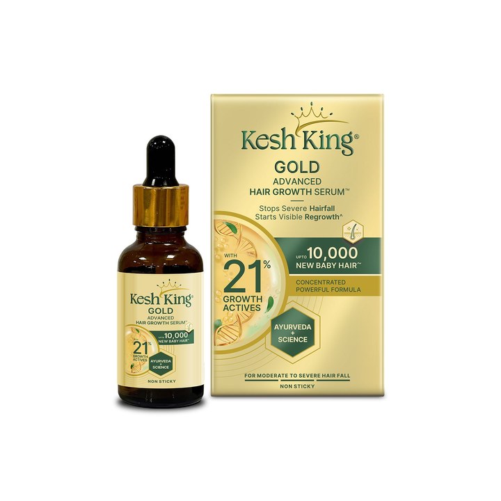 Kesh King Gold Advanced Hair Growth Serum with 21% Growth Actives - 30 ml