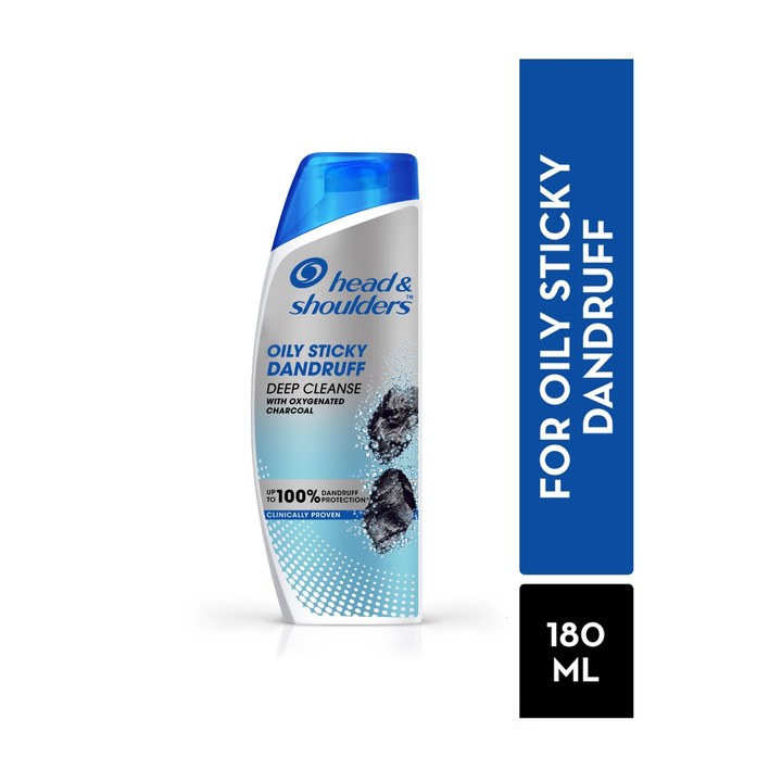 Head & Shoulders Deep Cleanse Oily Scalp Dandruff Shampoo with Oxygenated Charcoal - 180ml