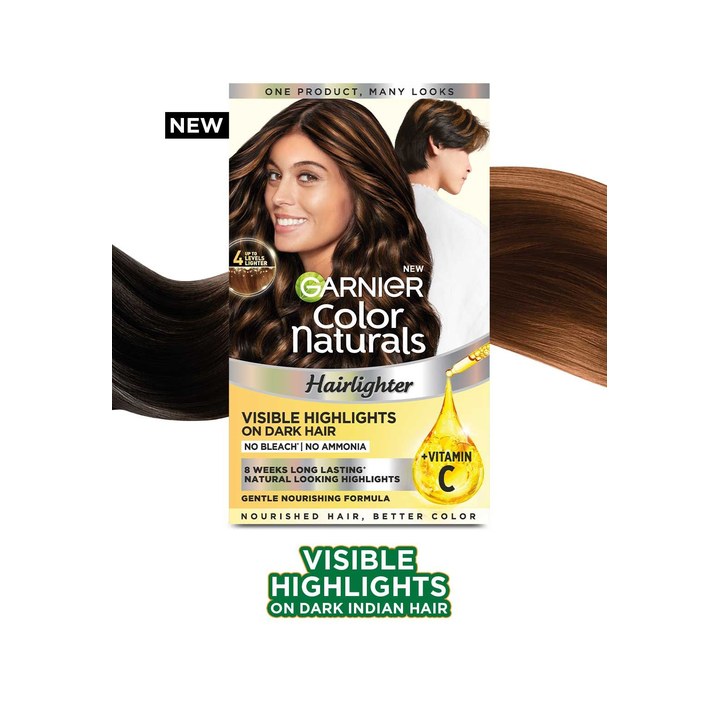 Garnier Color Naturals Ammonia & Bleach Free Hairlighter on Dark Hair - 48g + 72ml + 5ml