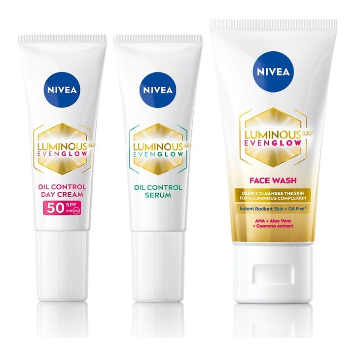 Nivea Set of Even Glow SPF50 Day Cream 10ml + Face Wash 50ml + Oil Control Serum 10ml
