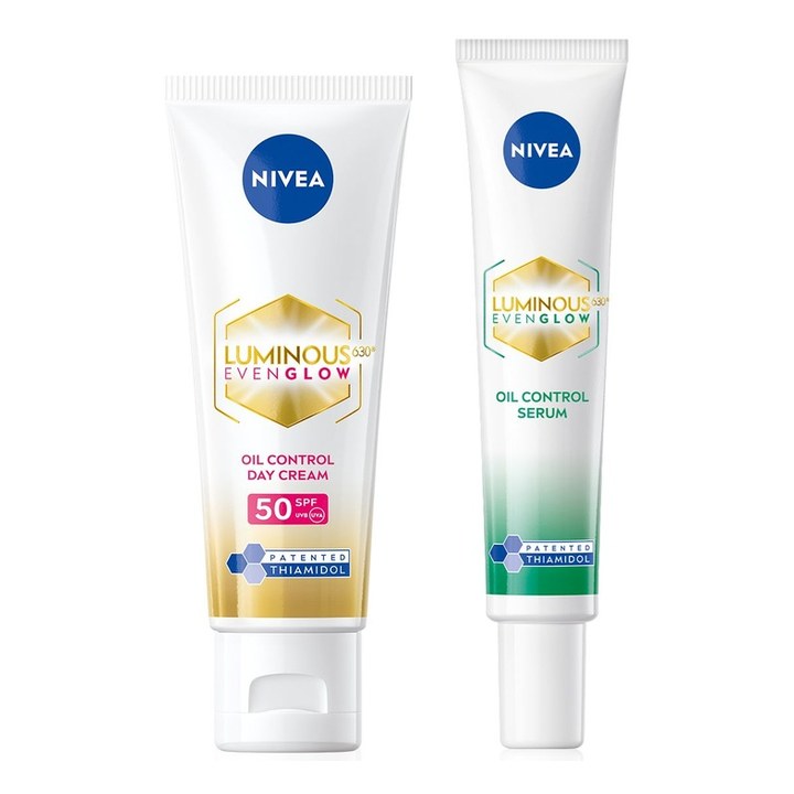 Nivea Set of Luminous Even Glow Oil Control SPF50 Day Cream 40ml & Serum 40ml