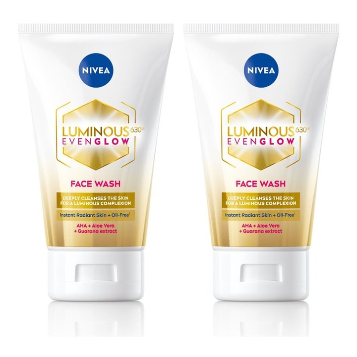 Nivea Set of 2 Luminous Even Glow Oil Free Face Wash with AHA & Aloe Vera - 100 ml each