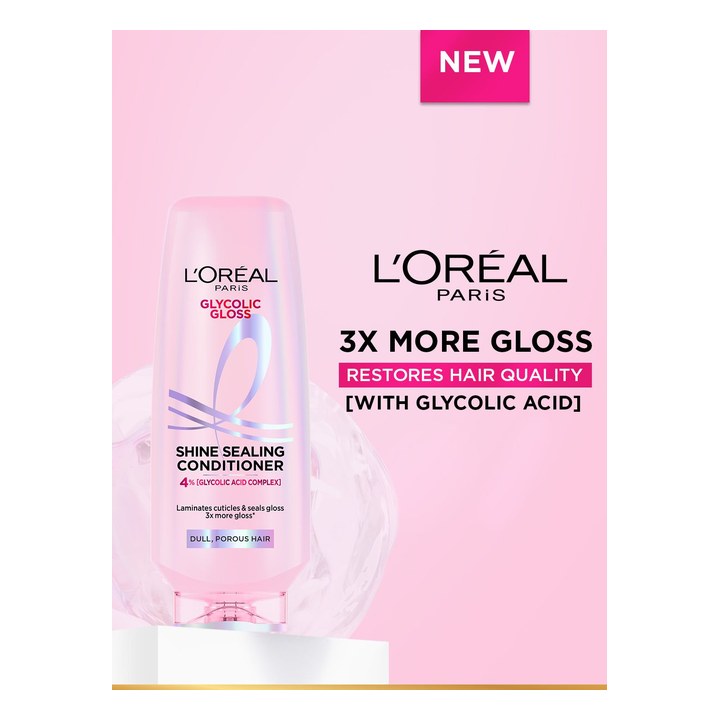 LOreal Paris Glycolic Gloss Shine Sealing Conditioner with Glycolic Acid Complex - 175 ml