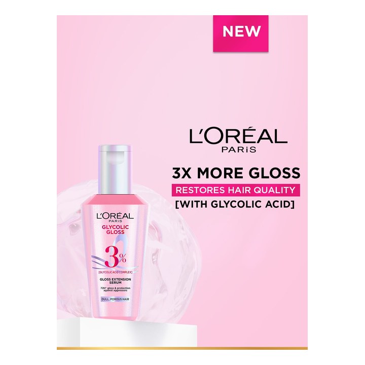 LOreal Paris Glycolic Gloss Hair Serum with Glycolic Acid for Dull & Porous Hair - 80 ml