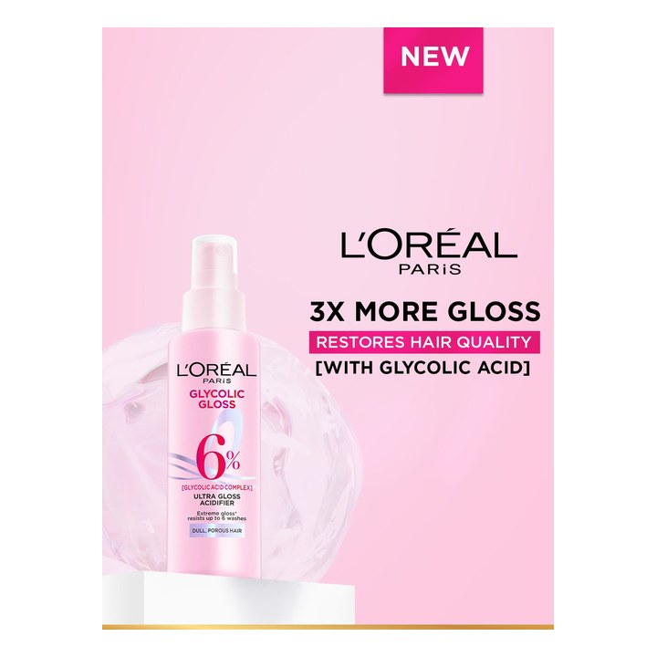 LOreal Paris Glycolic Gloss Acidifier Spray with Glycolic Acid for Lasting Shine - 100ml