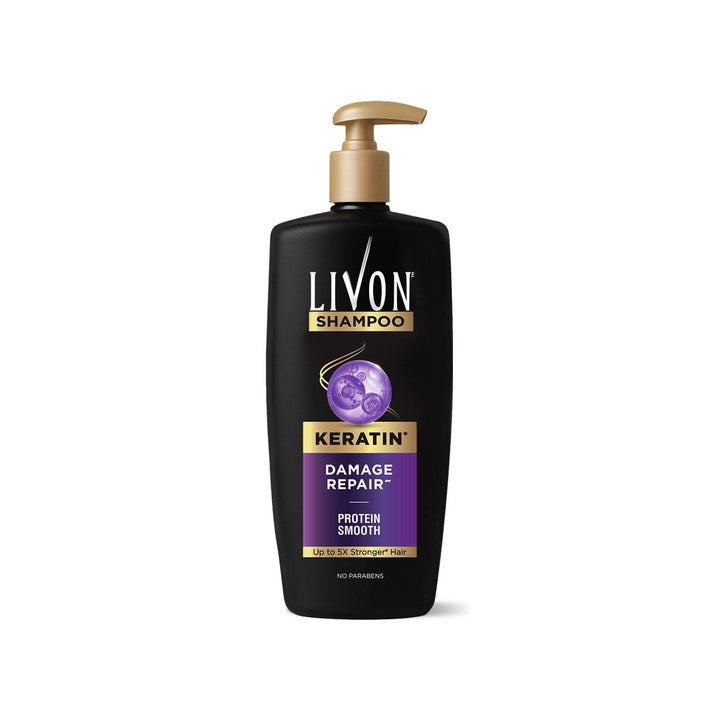 Livon Damage Repair Shampoo with Keratin Actives & Protein Smooth Technology - 650 ml