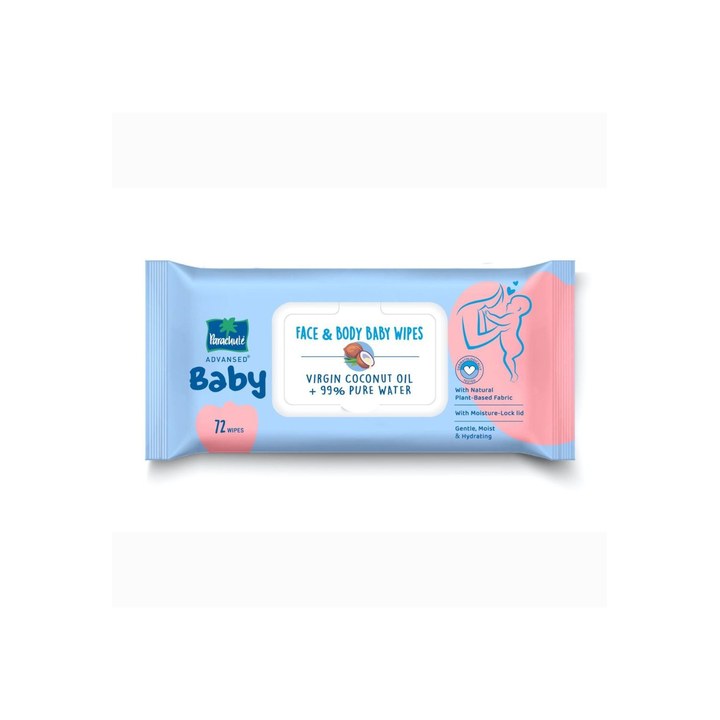 Parachute Advansed Baby Face & Body Wipes With Virgin Coconut Oil - 72 wipes
