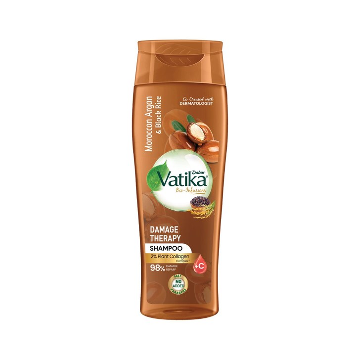 Dabur Vatika Damage Therapy Shampoo with Moroccan Argan & Black Rice - 400 ml